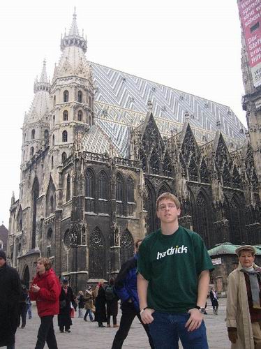 Followill in front of the Stephansdom in Vienna, Austria.