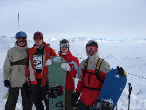 Smurff and his home-designed HT t-shirt in Tignes, France.