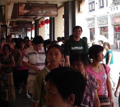 Marijn9 in a crowd in Guangzhou, China.