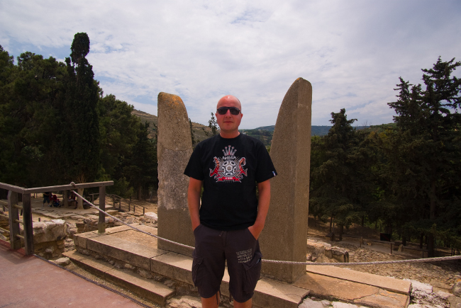 EchoMan at Knossos, Crete, Greece.