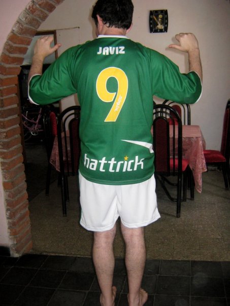 Javizeta in a community created HT-shirt. At his home in Balneario de Paso Carrasco, Uruguay.